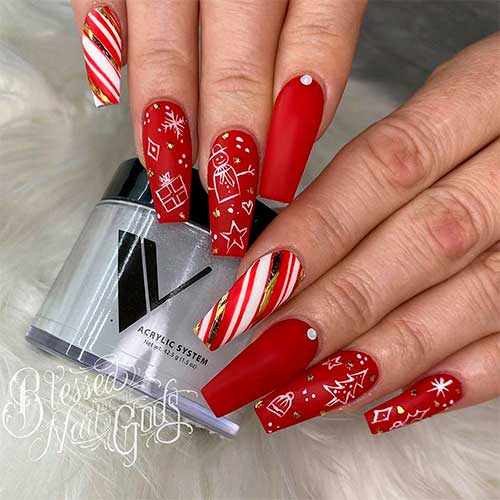 Beautiful matte red Holiday nails set!