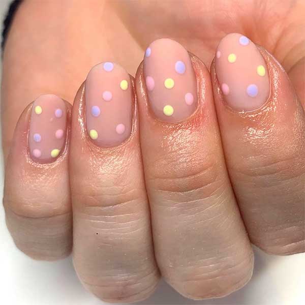 Cute matte polka dot nails is the trendy spring nails 2020