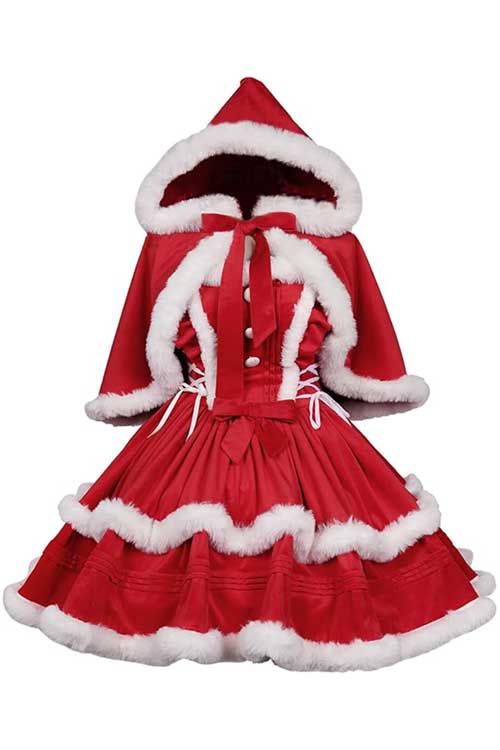 Elegant solid color Christmas dress for women, featuring a warm halter design and a stylish cloak for festive occasions.