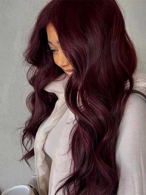 Cherry-Cola Hair is One of The Cutest summer hair colors 2024 trends