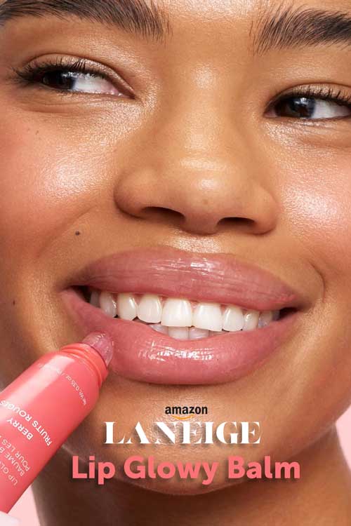 LANEIGE Lip Glowy Balm A lightweight, hydrating balm that moisturizes and tints lips with shea butter, available on Amazon.